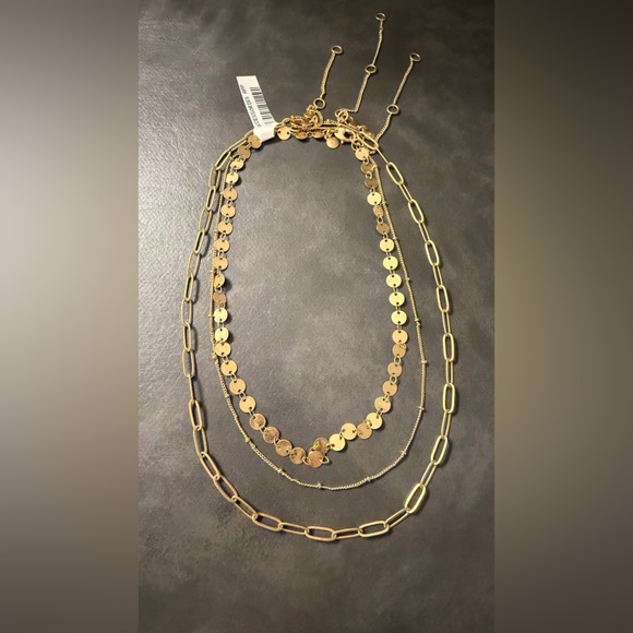 Madewell Gold Disc and Chain Necklace Trio Set - Picture 3 of 4